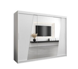 Arte Rhomb Contemporary Mirrored 3 Sliding Door Wardrobe 9 Shelves 2 Rails White Matt (H)2000mm (W)2500mm (D)620mm - thumbnail 1