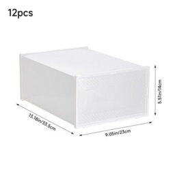 Thehotsale 12Pcs Waterproof Plastic Shoe Storage Box Stackable Box Rectangular In White - thumbnail 9