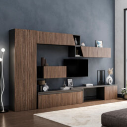 Decorotika Southsea Moduler Modern Tv Unit Wall Mount Customizable Layout Black Alina - thumbnail 2