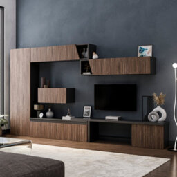 Decorotika Southsea Moduler Modern Tv Unit Wall Mount Customizable Layout Black Alina - thumbnail 3