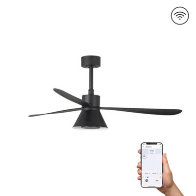 Luminosa Lighting Luminosa Amelia 132Cm Tuya Smart Ceiling Fan Led Cone Black - image 1