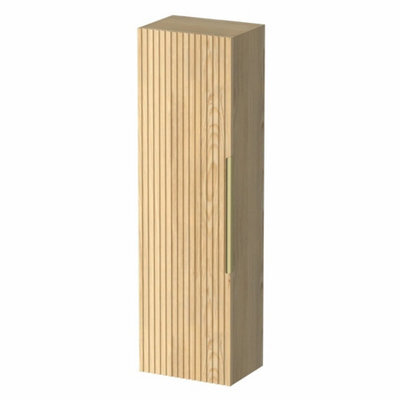 1200X350mm Fluted Wall Mounted Tall Bathroom Cabinet Storage Cupboard Oak - image 1
