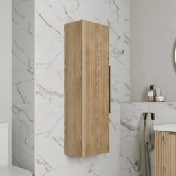 1200X350mm Fluted Wall Mounted Tall Bathroom Cabinet Storage Cupboard Oak - thumbnail 5
