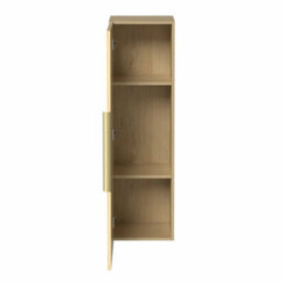1200X350mm Fluted Wall Mounted Tall Bathroom Cabinet Storage Cupboard Oak - thumbnail 3