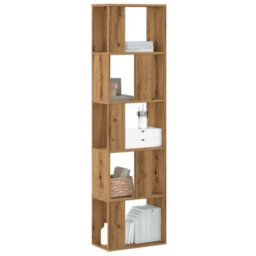 Berkfield Bookcase 5-Tier Artisian Oak 45X23.5X162.5 Cm Engineered Wood - thumbnail 1