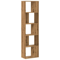 Berkfield Bookcase 5-Tier Artisian Oak 45X23.5X162.5 Cm Engineered Wood - thumbnail 5