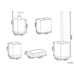 Beliani 5-Piece Bathroom Accessories Set Tapiche Beige - thumbnail 3
