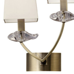 Luminosa Lighting Luminosa Akira Wall Lamp Switched 2 Light E14, Antique Brass With Cream Shades - thumbnail 3