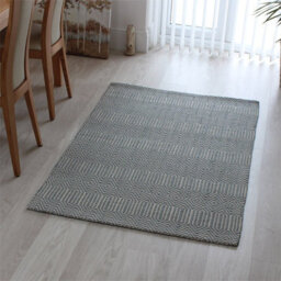 Teal Handmade Modern Wool Easy To Clean Geometric Rug For Dining Room Bedroom And Living Room-66 X 200Cm (Runner) - thumbnail 6