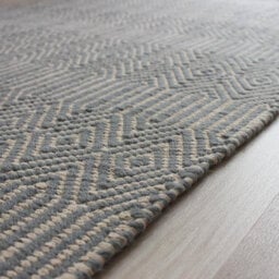 Teal Handmade Modern Wool Easy To Clean Geometric Rug For Dining Room Bedroom And Living Room-66 X 200Cm (Runner) - thumbnail 2