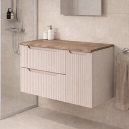 Heze Furniture Noca Bathroom Cabinet With Drawers, Doors And Worktop - Cashmere - thumbnail 1