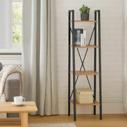 Celino 4 Tier Bookshelf Storage Rack Bookcase Shelving Unit Plant Steel Frame Home Furniture Living Room Office Study Hallway - thumbnail 4