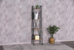 Celino 4 Tier Bookshelf Storage Rack Bookcase Shelving Unit Plant Steel Frame Home Furniture Living Room Office Study Hallway - thumbnail 3