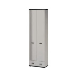Arte Hugo Tall Hallway Cabinet 60Cm - Cashmere & Black, Compact Entryway Storage With Drawer And Hanging Rail - thumbnail 1