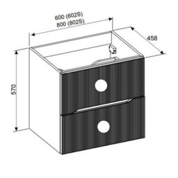 Heze Furniture Nordic Bathroom Cabinet 80Cm With 2 Drawers And Oval Basin - Cremona Oak - thumbnail 7