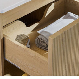 Heze Furniture Nordic Bathroom Cabinet 80Cm With 2 Drawers And Oval Basin - Cremona Oak - thumbnail 3