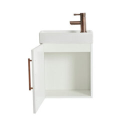 Homestylestore 400mm White Wall Hung Bathroom Vanity Unit And Aged Bronze T Bar Handle - thumbnail 2