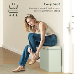 Homcom Shoe Storage Bench With Cushion And Flip-Drawer 62X26X47.5Cm Green - thumbnail 7