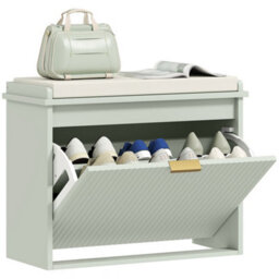 Homcom Shoe Storage Bench With Cushion And Flip-Drawer 62X26X47.5Cm Green - thumbnail 2