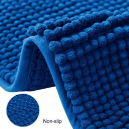 Ameha Navy Blue Chenille Mat 40X60Cm, Extra Soft, Non-Slip, Absorbent Bath Rug & Doormat - thumbnail 4