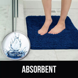 Ameha Navy Blue Chenille Mat 40X60Cm, Extra Soft, Non-Slip, Absorbent Bath Rug & Doormat - thumbnail 2