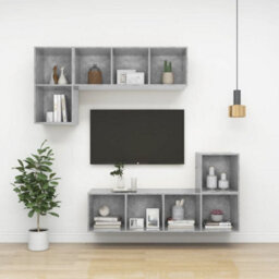 Berkfield Wall-Mounted Tv Cabinet Concrete Grey 37X37X107 Cm Engineered Wood - thumbnail 8