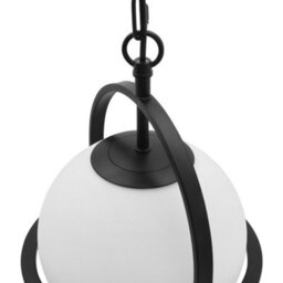 Long Life Lamps Company Industrial Nautical Ceiling Pendant Light Opal Globe Glass Black Chain Suspended K426 - thumbnail 5