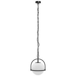 Long Life Lamps Company Industrial Nautical Ceiling Pendant Light Opal Globe Glass Black Chain Suspended K426 - thumbnail 4