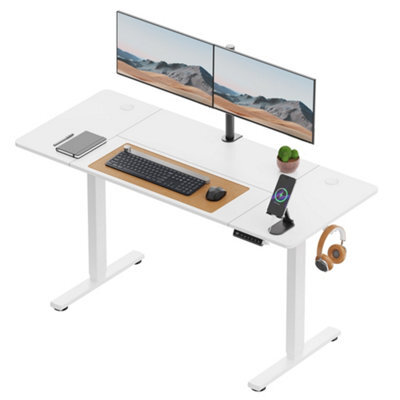 Vonhaus Electric Standing Desk, Height Adjustable Sit Stand Desk, 3 Height Preset Technology With Anti Collision, 140X60Cm, White - image 1