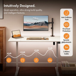Vonhaus Electric Standing Desk, Height Adjustable Sit Stand Desk, 3 Height Preset Technology With Anti Collision, 140X60Cm, White - thumbnail 5