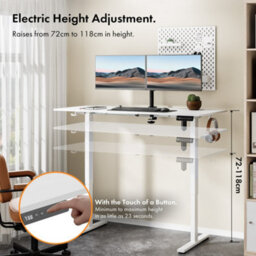 Vonhaus Electric Standing Desk, Height Adjustable Sit Stand Desk, 3 Height Preset Technology With Anti Collision, 140X60Cm, White - thumbnail 4