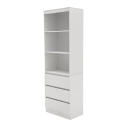 Living And Home White Wooden Bookcase With 3 Drawers 60Cm X 35Cm X 180Cm - thumbnail 4