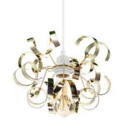 Happy Homewares Polished Gold Metal Pendant Shade With Twisting And Curving Strips - thumbnail 5