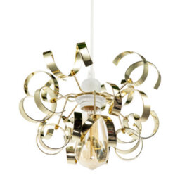 Happy Homewares Polished Gold Metal Pendant Shade With Twisting And Curving Strips - thumbnail 4