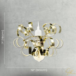 Happy Homewares Polished Gold Metal Pendant Shade With Twisting And Curving Strips - thumbnail 7
