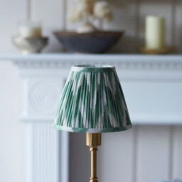 Luminosa Lighting Luminosa Burley Rechargeable Brushed Aged Brass Plate Table Lamp With Cotswold Green Fabric Zigzag Shade 16Cm Integrated Led - thumbnail 4