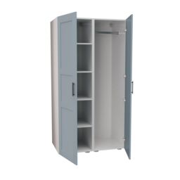 Atomia Modern Matt Dusk Blue Tall Double Wardrobe With Shelving (H)1875mm (W)1000mm (D)580mm - thumbnail 4