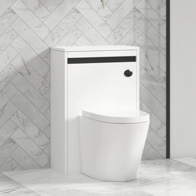 Royal Bathrooms Orion 540mm Matt White Btw Wc Toilet Unit With Black Strip - image 1