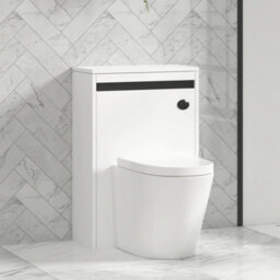 Royal Bathrooms Orion 540mm Matt White Btw Wc Toilet Unit With Black Strip - thumbnail 1