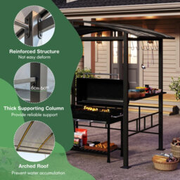 Costway 2.5 X 1.5 M Hardtop Grill Gazebo Outdoor Bbq Shelter With Vented Roof - thumbnail 6