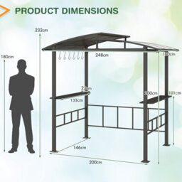 Costway 2.5 X 1.5 M Hardtop Grill Gazebo Outdoor Bbq Shelter With Vented Roof - thumbnail 2