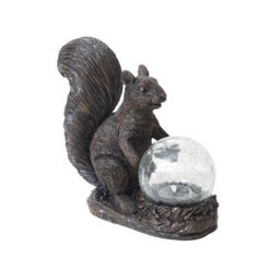 Solar Powered Led Squirrel Garden Ornament - Hand Painted Polyresin Sculpture With Light Up Crackle Ball - H18.5 X W19.5 X D9Cm - thumbnail 5