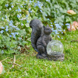 Solar Powered Led Squirrel Garden Ornament - Hand Painted Polyresin Sculpture With Light Up Crackle Ball - H18.5 X W19.5 X D9Cm - thumbnail 4