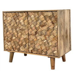 Buttercup Farm Geometric Small Sideboard - Mango Wood - L45 X W93 X H77 Cm - Mango Light Finish - thumbnail 4