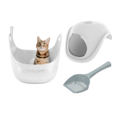 Litter Genie Cat Litter Box White With Scoop And Box Hood - image 1