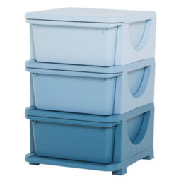 Homcom Kids Storage Units With Drawers 3 Tier Chest Vertical Dresser Tower Blue - thumbnail 2