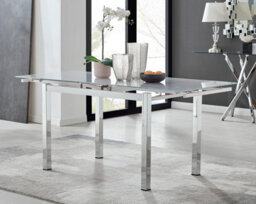 Furniturebox Uk Enna White Glass Extending Dining Table And 4 Cappuccino Milan Black Leg Chairs - thumbnail 2