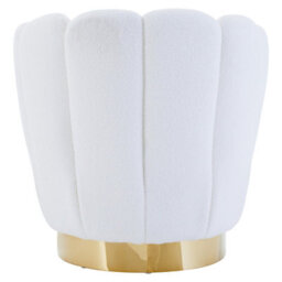 Orsina White Velvet Upholstered Round Chair, Accent Chair For Living Room, Accent Lounge Chair With Golden Base - thumbnail 6