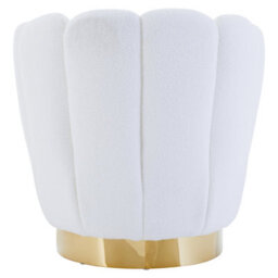 Orsina White Velvet Upholstered Round Chair, Accent Chair For Living Room, Accent Lounge Chair With Golden Base - thumbnail 2