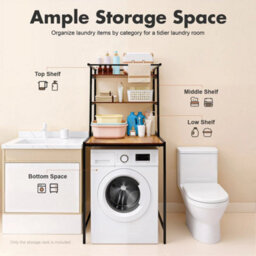 Washer And Dryer Storage Shelf 3 Tiers Clothes Drying Rack Floor Mount - thumbnail 4